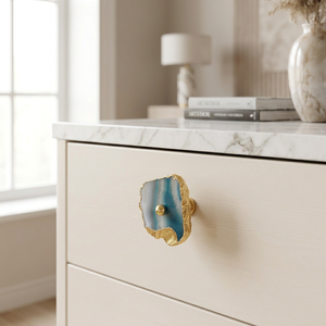 AK Brass Agate Stone Metal Cabinet Knob Multi Color Finish Premium Quality Handle For <b>Wardrobe</b> Drawer Furniture <b>Hardware</b> Luxury - Product Image 3