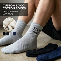 Calcetines de Algodón con Logo Personalizado, Calcetines Deportivos Transpirables de Color Sólido para Hombre