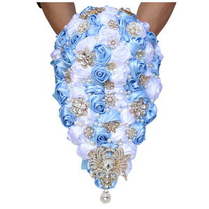 16*32*23cm nhiều màu đám cưới Thác cô dâu bó hoa Rhinestone Ribbon <span class=keywords><strong>Rose</strong></span> Bridal bó hoa - Product Image 4