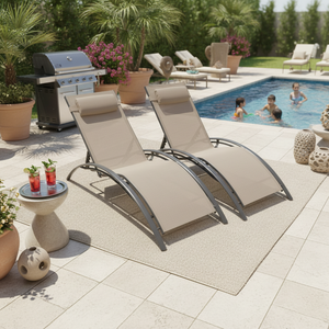 Bain de Soleil Pliable en S d'Extérieur Empilable <span class=keywords><strong>Chaise</strong></span> <span class=keywords><strong>Longue</strong></span> Transat Inclinable à Tissu en Maille Vente Chaude Par Correspondance - Product Image 4