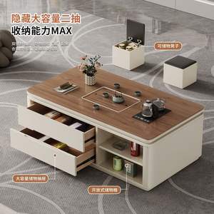 Table basse en bois de noyer avec rangement pour service à thé, meubles de salon - Product Image 2