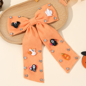 Halloween Rhinestone <b>Bow</b> Hair <b>Clips</b> Ghost Pumpkin Bat Barrettes Girls Cosplay Party Hair Accessories - Product Image 6