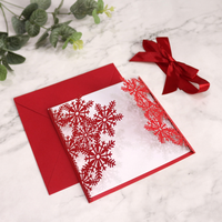 Invitation de mariage luxueuse découpée au laser en forme de flocon de neige, carte pop-up 3D avec nœud et pages intérieures fleuries en aquarelle, pour Noël et anniversaires