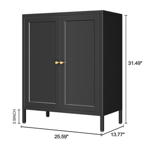 Élégante armoire d'appoint grise à <span class=keywords><strong>2</strong></span> <span class=keywords><strong>portes</strong></span>, buffet métallique pour salon, meuble de rangement réglable - Product Image 6
