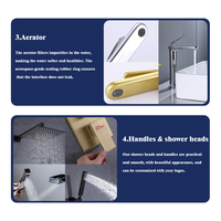 Ensemble de douche thermostatique mural encastré de luxe en laiton chromé poli avec mitigeur de douche à effet pluie et fonction pistolet