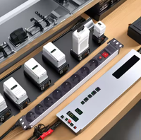 Grado industrial 1U 19 pulgadas Puerto de 8 vías Tipo francés Montaje en rack PDU Unidad de distribución de tira de alimentación de aluminio/plástico