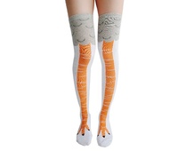 Chaussettes originales en forme de cuisse de poulet pour femmes et unisexe, chaussettes hautes amusantes en gros