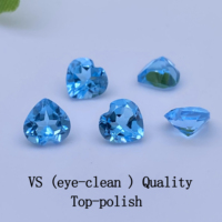 Pierre précieuse naturelle en forme de cœur, pièce de joaillerie, topaze bleue suisse, coupe ample, lisse, 4.0mm ~ 10.0mm
