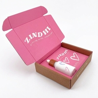 Caja de Embalaje de Cartón Corrugado Ecológica, Hecha con Materiales Reciclados, Diseño Moderno en Rosa, Personalizable, para Regalos, Cosméticos y Productos Esenciales