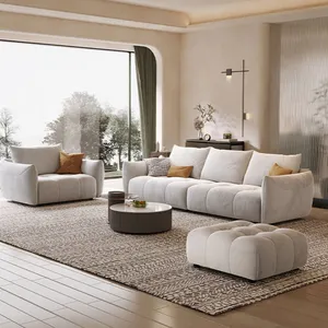 Italian French Cream Style Fabric Sectional Sofa Straight Modern Minimalist Tech Fabric Feather Sofa