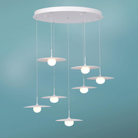 Lustre en aluminium de style nordique, forme de soucoupe volante, minimaliste, LED, globe en verre givré, blanc chaud, garantie de 2 ans, salon, salle à manger