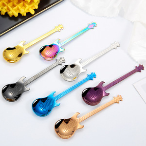 Cuillère à café créative en forme de guitare, en acier inoxydable de haute qualité, cuillère à café en titane pour mélanger le café - Product Image 1