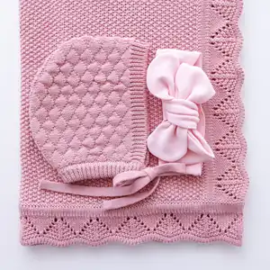 Tricot de marque privée certifié Gots, couverture de bébé en coton biologique teint de couleur unie