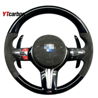 YTcarbon pour 1 3 5 6 X5 X6 Z4 E70 E71 E72 E82 E87 E89 E90 E92 E60 E61 E63 E64 Mise À Niveau Personnalisé Brillant Noir Volant En Cuir