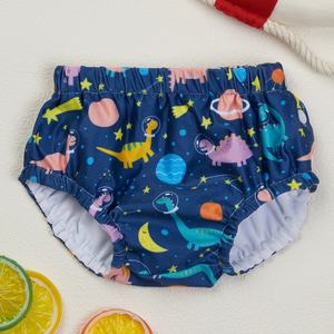 Maillot de bain pour bébé avec design à pression, taille extensible et confortable, couture latérale pour garçons et filles, pour couches de natation - Product Image 3