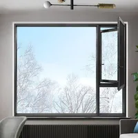 Ventanas y Puertas de Doble Acristalamiento con Vidrio Templado Resistente a Huracanes Estilo Americano, Ventana Abatible de Aluminio para Balcón