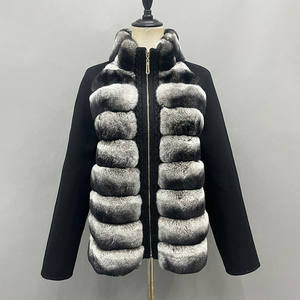 Nuovo <span class=keywords><strong>Cappotto</strong></span> Invernale Caldo di Alta Qualità in Lana Corta con Collo Alto e Inserti in Pelliccia di Rex, <span class=keywords><strong>Cappotto</strong></span> da <span class=keywords><strong>Donna</strong></span> in <span class=keywords><strong>Cashmere</strong></span> e Lana con Pelliccia - Product Image 4