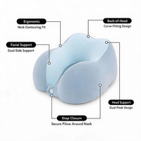 Oreiller de voyage personnalisé en mousse à mémoire de forme à récupération lente, housse en polyester lavable et respirante, soutien cervical