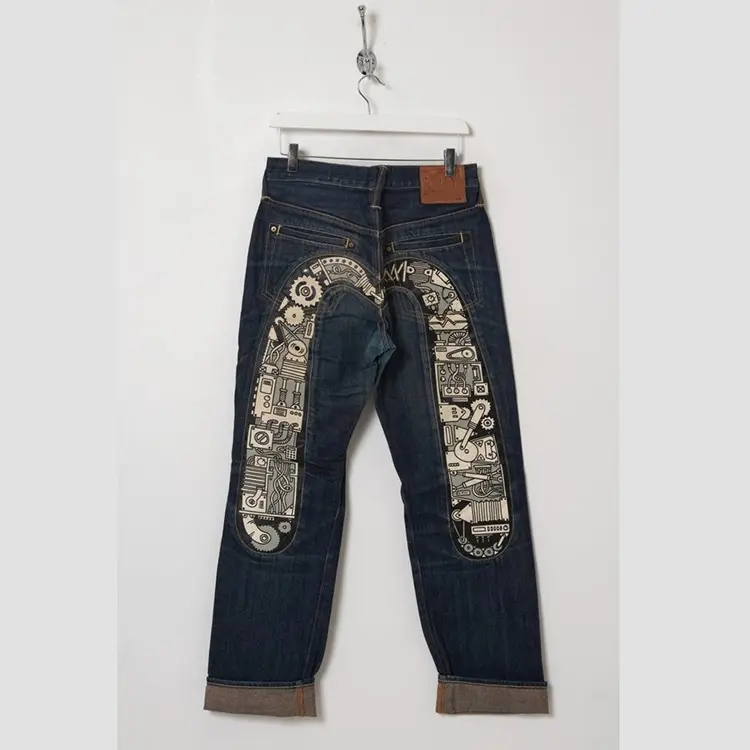 Groothandel Custom Grote Tear Patch Mannen Jeans B Stof Panel Been Denim Broek Losse Stack Baggy Jeans