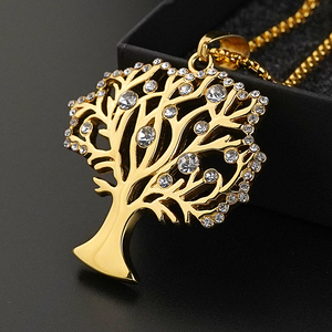 Collar Árbol de la Vida Chapado en Oro de 18K, Joyería para Mujeres y Hombres, Colgante Vintage de Cristal, Colgante Ecológico - Product Image 2