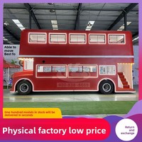 Rétro britannique grand bus à deux étages Mobile Food Truck Commercial affichage de rue en acier inoxydable pour les ventes d'enregistrement de photos alimentaires