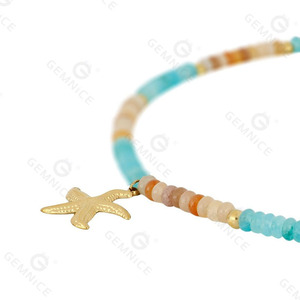 Gemnel, recién llegado, precio al por mayor, a granel, plata 925, cuentas de piedra Natural personalizadas, collar de mar de estrella de mar - Product Image 5