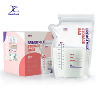 Sac de conservation du lait maternel à fermeture éclair, pochette de sécurité pour bébé, Kwin Pack, sans BPA, pré-stérilisé, debout, en plastique pour femme avec boisson pour bébé