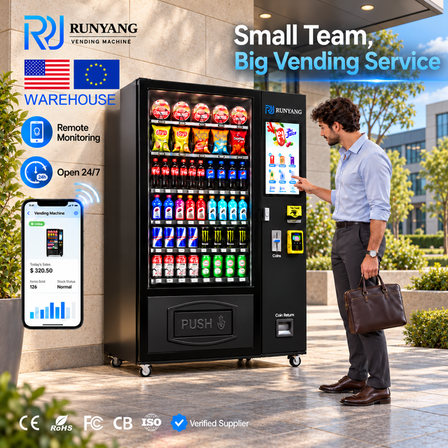 RUNYANG Custom Qr Cash Cold Drink Snack and Drink Outdoor Combo Beverage Smart Vending Machine for Foods and Drinks