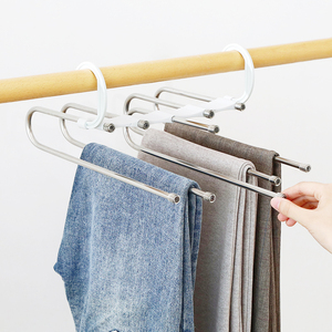 5 Layered Pants Rack for Scarf Jeans Trousers saving space non-slip pants hanger