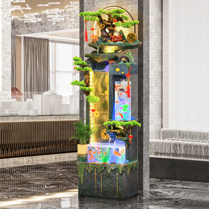 Aquarium à eau circulante de style chinois avec décoration de rocaille rétroéclairée pour la maison, le bureau ou comme cadeau - Product Image 3