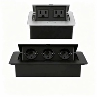 Prise de bureau encastrée Soft Pop, norme EU Schuko, 3 ports, 250V 16A, noire et argentée, pour table de conférence, personnalisable OEM