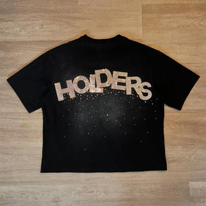 2025 camiseta personalizada para hombre, camiseta en blanco de gran tamaño, camiseta Vintage desgastada recortada cuadrada de peso pesado con lavado ácido para hombres - Product Image 2