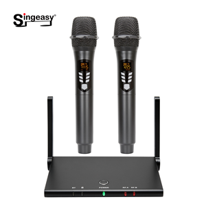 New Model Dual Channels Rechargeable Cheap UHF <strong>Wireless</strong> <strong>Microphone</strong> with <strong>Bluetooth</strong> Function for Outdoor Party - Product Image 1