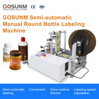 Machine d'étiquetage semi-automatique manuelle GOSUNM pour bouteilles rondes avec imprimante de code de date
