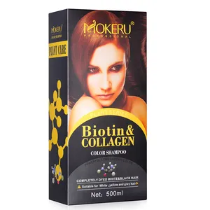 Customize Wholesale MOKERU Permanent Fast Color Dye Collagen Black Hair Dye Shampoo For Woman Long Lasting Hair Coloring