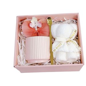 X527 2026 New Promotional Ceramic Mug Towel <b>Gift</b> Set Wedding Favors Birthday Thanksgiving Valentine's Day New Year Thank You - Product Image 4