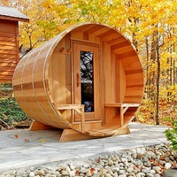 Sauna Tong Kayu Solid Hemlock/Red Cedar 6KW Listrik untuk 4-6 Orang dengan Kaca Panoramic Desain Tradisional untuk Taman Villa
