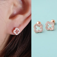 Stock Prêt Meilleure Vente FAIBLE QUANTITÉ MINIMALE DE COMMANDE S925 Argent Trèfle À Quatre Feuilles Boucles D'oreilles
