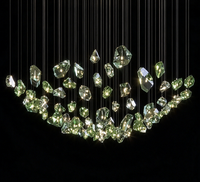 Lustre LED moderne à perles de cristal ondulées, directement de l'usine, pour hall d'hôtel, villa, atrium, salon