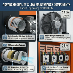 45kW 60HP Two-stage PM VFD Screw Air Compressor Heavy Duty for <b>Sandblasting</b> - Product Image 2