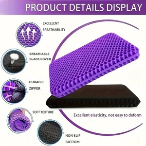 Coussin de siège en gel respirant à motif nid d'abeille pour l'été, soulagement de la pression, douleurs au dos et au coccyx, soutien lombaire à domicile, ergonomique et antidérapant - Product Image 3