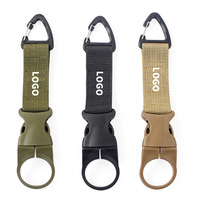 Porte-bouteille d'eau multifonctionnel personnalisé avec logo imprimé, mousqueton d'escalade, support de ceinture pour sac à dos avec boucle en sangle de polyester