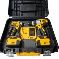Kit d'outils de perçage sans fil 21V de qualité industrielle, portable, avec moteur sans balais, en acier inoxydable, avec mallette rigide pour projets de bricolage à domicile, comprend