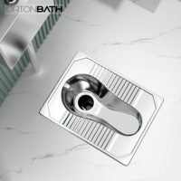 ORTONBATH Cuvette de toilettes à la turque commerciale moderne en acier inoxydable, économe en eau, avec bavette de siphon pour hôtels, prisons et gares