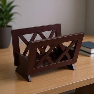 Porte-revues contemporain en bois massif acajou M1125 Mobilier moderne pour l'organisation des publications - Product Image 2