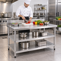 Table de travail professionnelle en acier inoxydable 304 201 robuste pour cuisine commerciale avec pare-éclaboussures pour la restauration