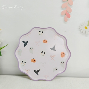 Kit de Fournitures de Fête Damai pour Halloween : Vaisselle Jetable, Assiettes en Carton, Gobelets, Serviettes – Motifs Fantôme et Citrouille - Product Image 2