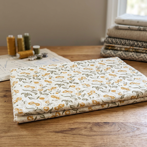 Tela Lisa de Algodón Peinado Tejida a Mano con Estampado de Bloques en Amarillo Claro, Resistente al Agua, para Prendas de Vestir y Decoración del Hogar - Product Image 2