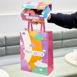 Sacs à emporter en papier kraft biodégradable et recyclable, personnalisés, écologiques, avec poignées plates/torsadées pour la livraison de produits de boulangerie et l'emballage alimentaire - Product Image 5