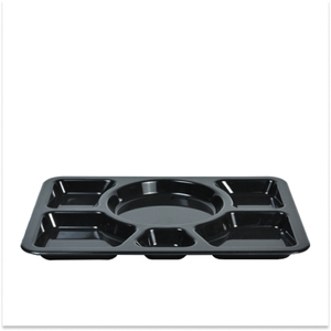 Plateau alimentaire à 6 compartiments pour le déjeuner scolaire, plateau de service en plastique robuste pour la cafétéria, la cantine et le restaurant - Product Image 1